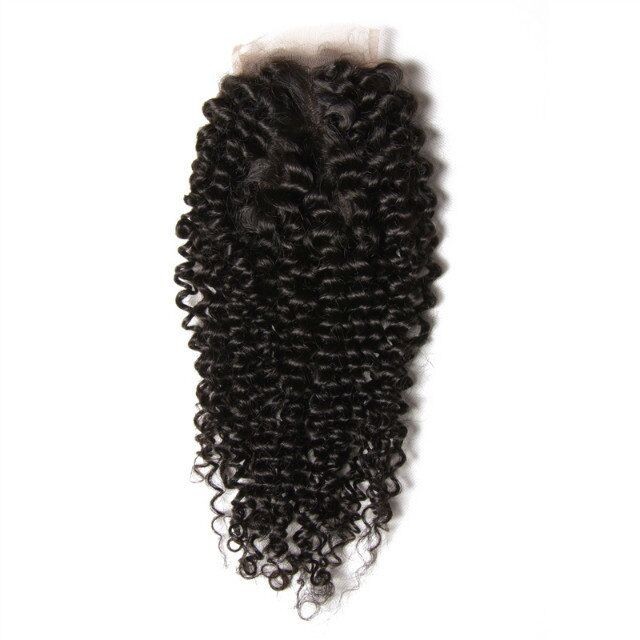 Idolra 4x4 Three Part Middle Part And Free Part Lace Closure Kinky Curly 100% Virgin Human Hair